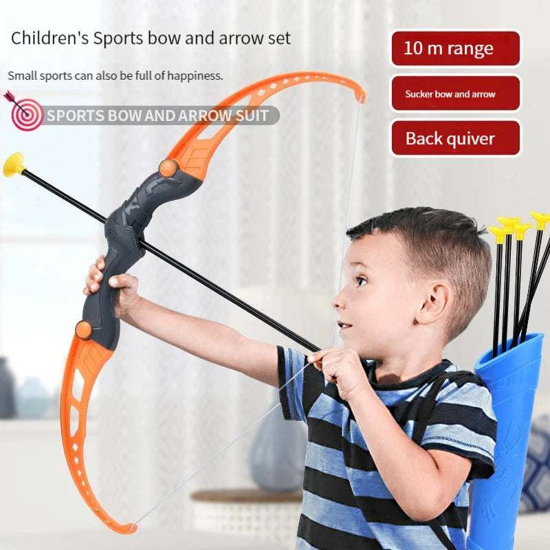Child practicing archery with 52cm recurve toy bow
