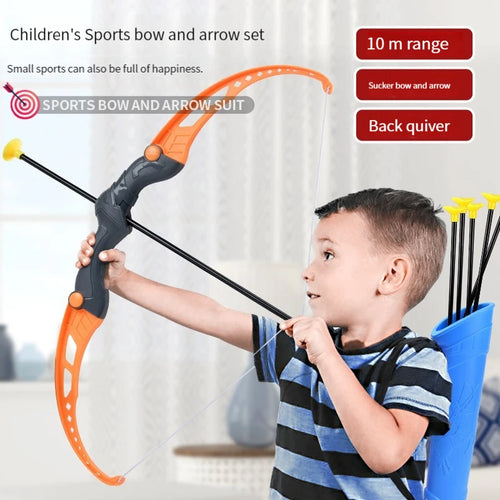 Child practicing archery with 52cm recurve toy bow