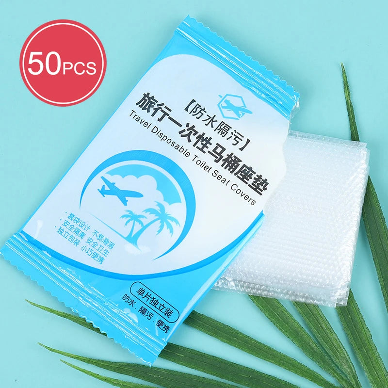 Non-slip disposable toilet seat cover in use