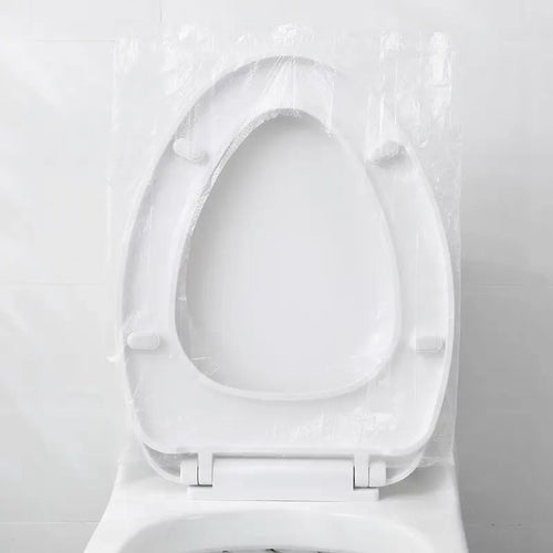 Waterproof toilet seat cover placed on a toilet seat