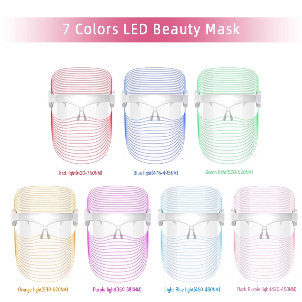 LED face mask showing red light mode active